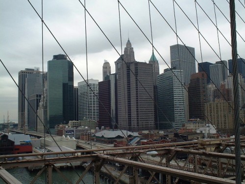 A view of New York from Brooklyn Bridge (March 2002)