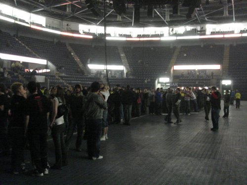 The stadium starts to fill up. All the fans that queued up outside in the cold get let in first. No pain, no gain. Nottingham (2007)