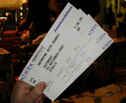 The tickets for my brother, the girlfriend and myself. They were quite expensive! London (2007)