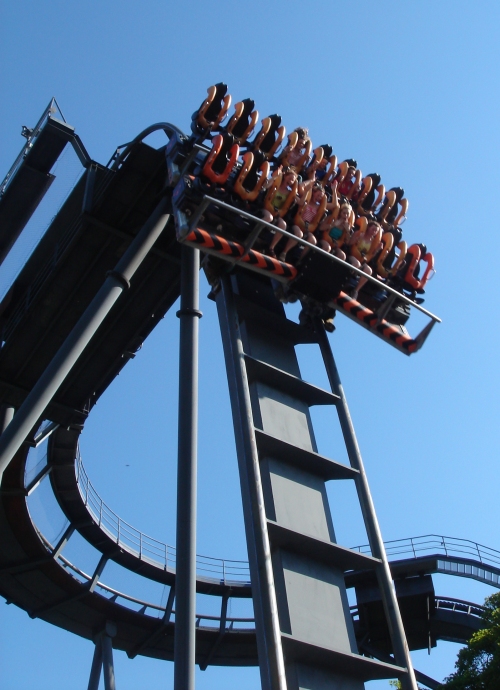 The Oblivion ride, before the drop, Alton Towers (2006)