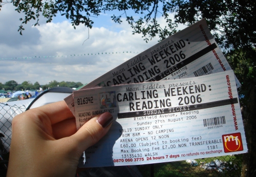 The all important tickets! They sold out in the first day! How lucky was I! Reading (2006)