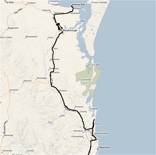 The furthest place we reached to the north was Hervey Bay, we then headed back down south back through Brisbane. Australia (2009)