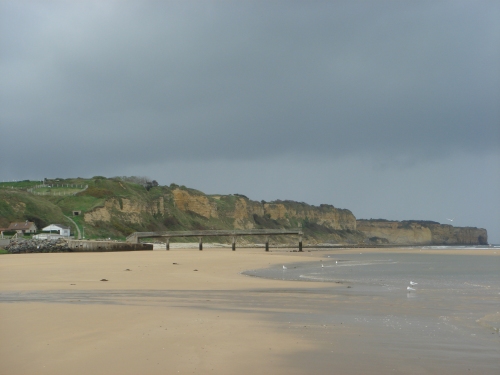 The high cliffs of Omaha beach which made things difficult for the American forces of D-Day, France (2006)