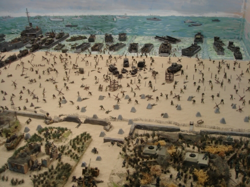 Scale models are used to show the scene on Utah beach on D-Day, France (2006)