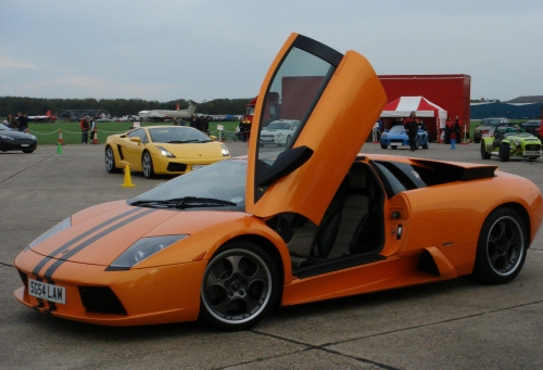 An orange Lamborghini, goes super fast, I managed to over take one in a Porsche 911 on the test track, Bruntingthorpe proving ground (2006)