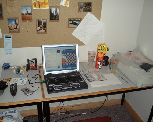 The desk in my room at Taylor Court where I worked hard in to the night sometimes for my Masters Degree, Hull (2005)