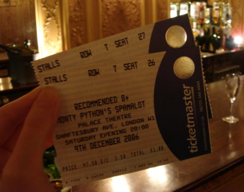 The tickets to the show, we were lucky to get hold off these as the show is sold out for months in advance, London (2006)