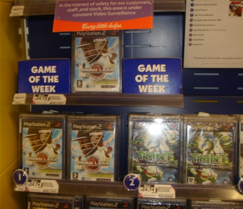 Brian Lara 2007 is at Number 1 in the charts at Tesco and is also game of the week, Norwich (2007)