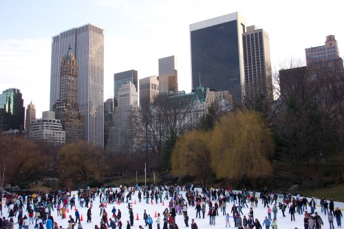 Lots of people ice-skating at Central Park, New York (2006)
