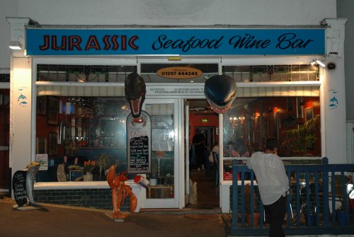The excellent Jurassic Seafood Wine Bar where we had the best scallops and fish and chips ever! Dorset (2007)