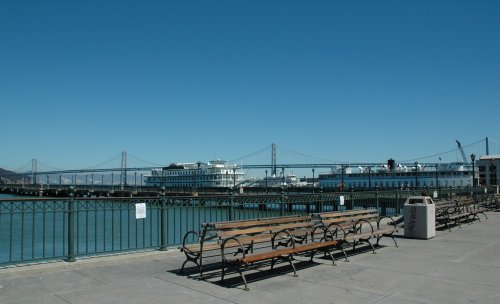 The Bay Bridge. Its longer than the Golden gate bridge, but pedestrians can't walk across it as we found out. San Francisco (2007)
