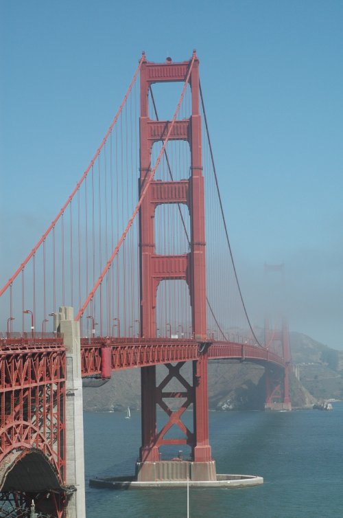 The mist has nearly lifted across The Golden Gate Bridge. San Francisco (2007)