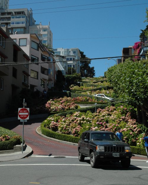 The famous winding road, aka Lombard Street. We drove down it too, it was short, but fun and cost nothing! San Francisco (2007)