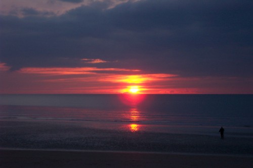 A lonely figure on the beach as the sunsets, Blackpool (2006)
